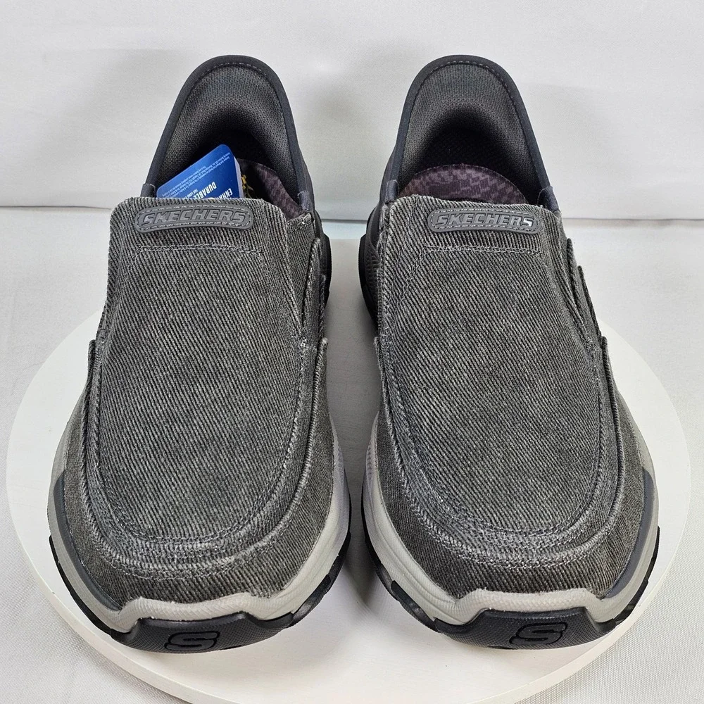 New Skechers Hands Free Slip-ins Relaxed Fit Garner Newick Gray Shoes Mens 9